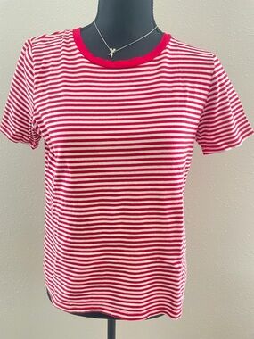 Ella Moss Red and White Striped Crewneck Tee,2 pc